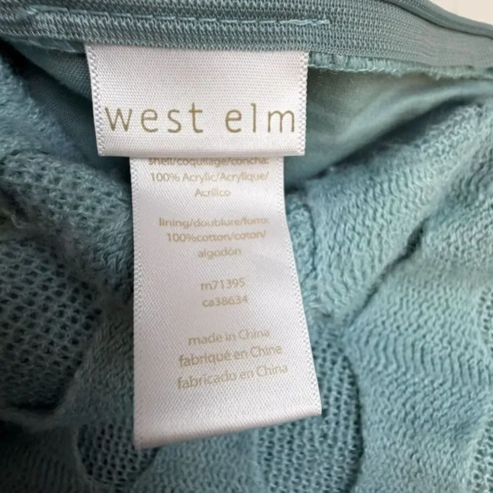 West Elm Teal Ribbon Knitted Acrylic Cotton Zip Close Pillow Cover Pair